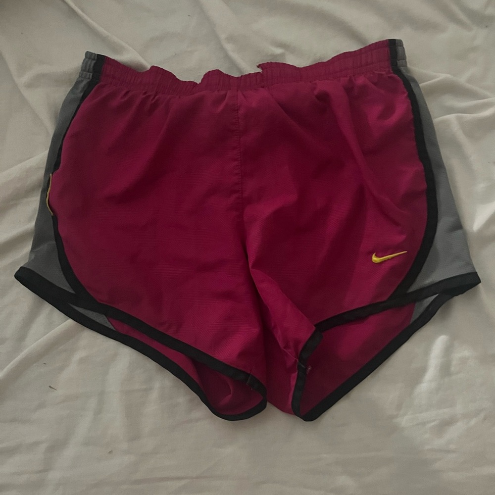 Nike Women's Fuchsia and Gray Athletic Shorts